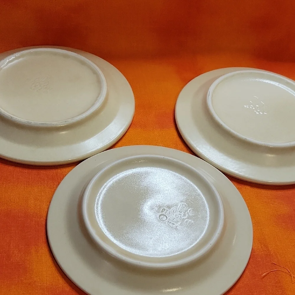 Pfalzgraff Set of 3 Saucers Stoneware Brown Tan Vintage Village Pattern